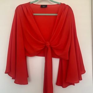 Vici Red Bell Sleeve Crop Top